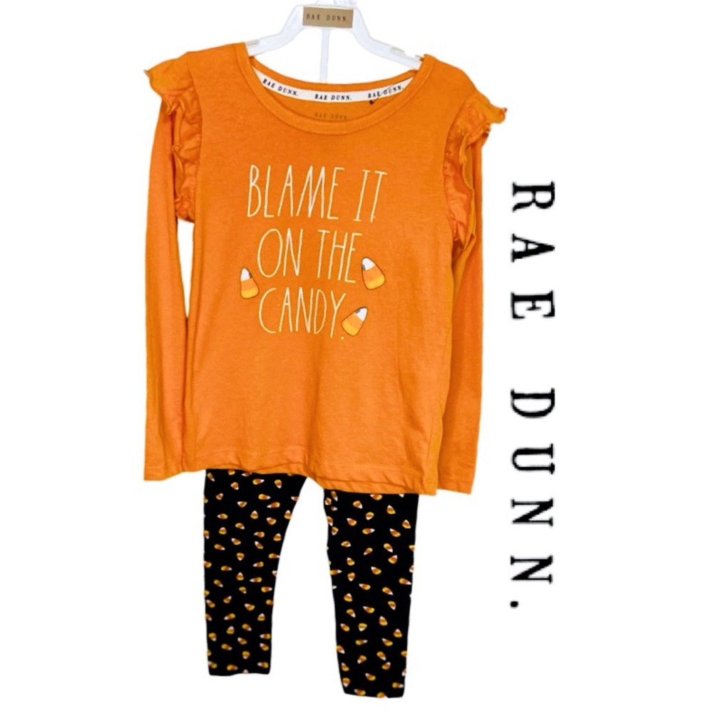 RAE DUNN Blame It On the Candy Halloween Pant Set Girl’s Size 5/6